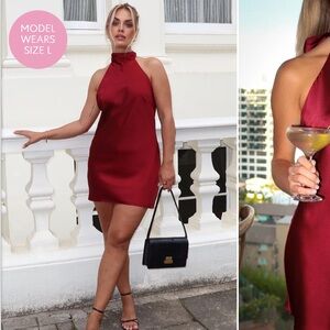 Elegant Red Halter Dress